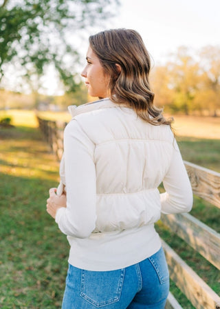 Ivory Reversable Puffer Vest | Select Trends Boutique
