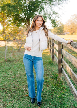 Ivory Reversable Puffer Vest | Select Trends Boutique