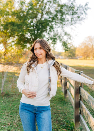 Ivory Reversable Puffer Vest | Select Trends Boutique