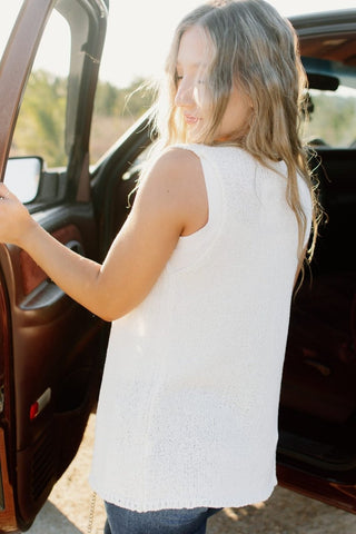 Ivory Sleeveless Knit Cardigan | Select Trends Boutique