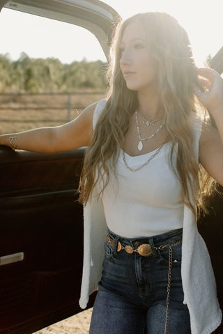 Ivory Sleeveless Knit Cardigan | Select Trends Boutique