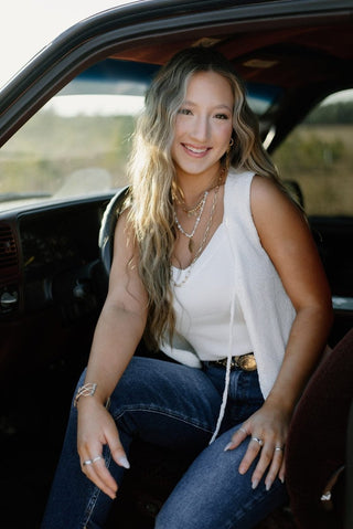 Ivory Sleeveless Knit Cardigan | Select Trends Boutique