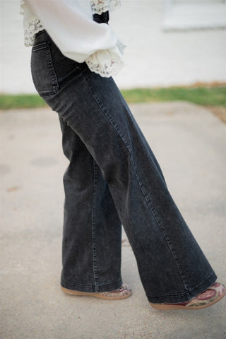 JBD Black Patch Pocket Wide Leg Jeans | Select Trends Boutique