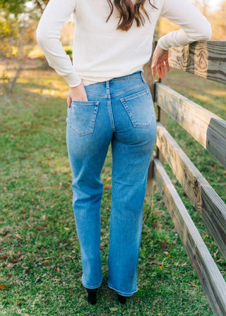 JBD Waistband Detail Medium Wash Jeans | Select Trends Boutique
