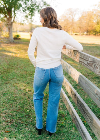 JBD Waistband Detail Medium Wash Jeans | Select Trends Boutique