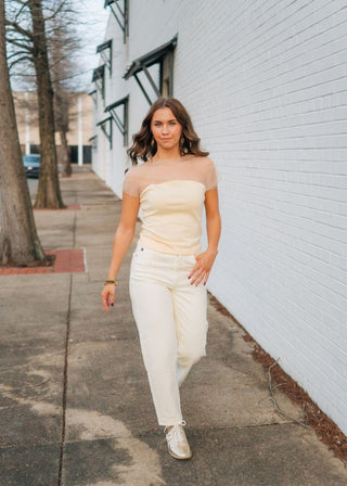 Kancan Ecru High Rise Barrel Jeans | Select Trends Boutique