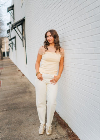 Kancan Ecru High Rise Barrel Jeans | Select Trends Boutique