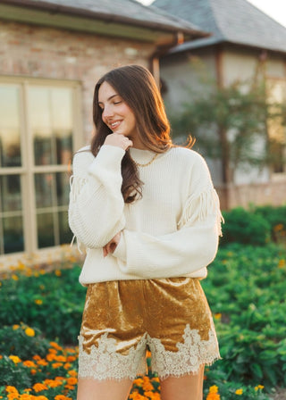 Karli Cream Fringe Detail Sweater | Select Trends Boutique