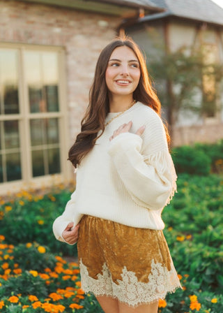 Karli Cream Fringe Detail Sweater | Select Trends Boutique