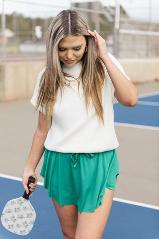 Kelly Green Ruffle Hem Tennis Skort