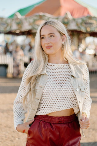 Khaki Distressed Denim Vest | Select Trends Boutique