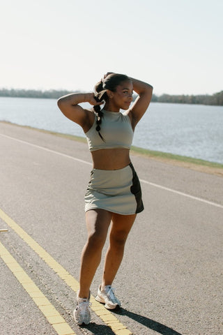 Khaki & Olive Active Set Mini Skort | Select Trends Boutique