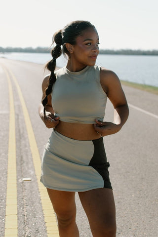 Khaki & Olive Active Set Mini Skort | Select Trends Boutique