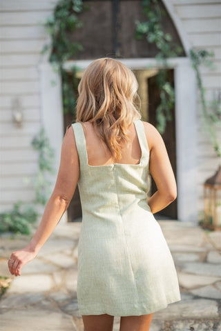 Kiwi Green Bow Front Tweed Dress - Select Trends Boutique