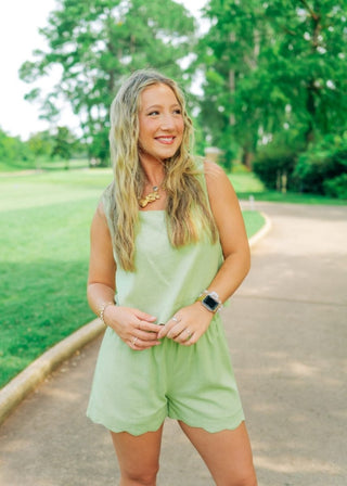 Kiwi Scallop Trim Short Set | Select Trends Boutique