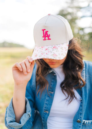 LA Pink Floral Trucker Hat - Select Trends Boutique