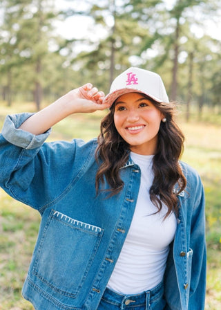 LA Pink Floral Trucker Hat - Select Trends Boutique