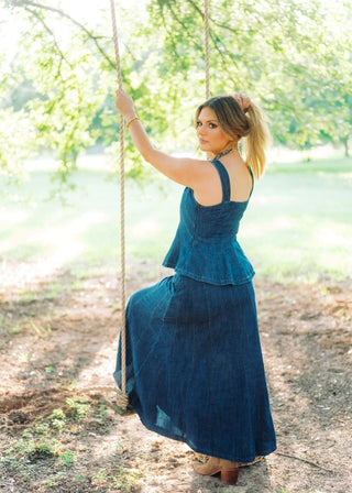 Lana Denim Top & Maxi Skirt Set | Select Trends Boutique