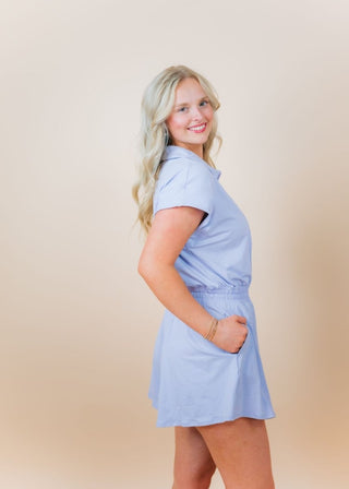 Lavender Collar Zip Up Athletic Romper | Select Trends Boutique