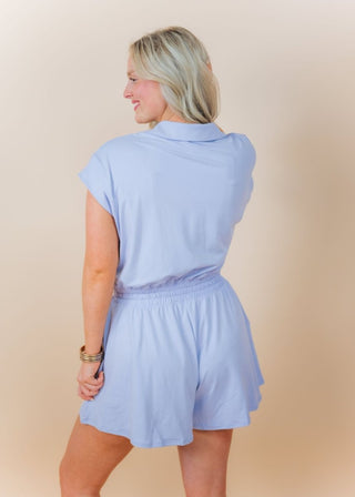 Lavender Collar Zip Up Athletic Romper | Select Trends Boutique