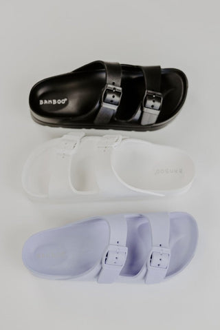 Lavender Double Buckle Sandals | Select Trends Boutique