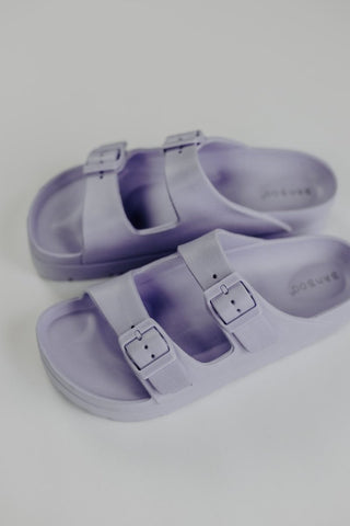Lavender Double Buckle Sandals | Select Trends Boutique