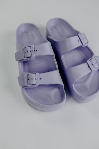 Lavender Double Buckle Sandals | Select Trends Boutique