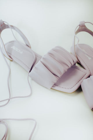 Lavender Lace Up Square Toe Sandals