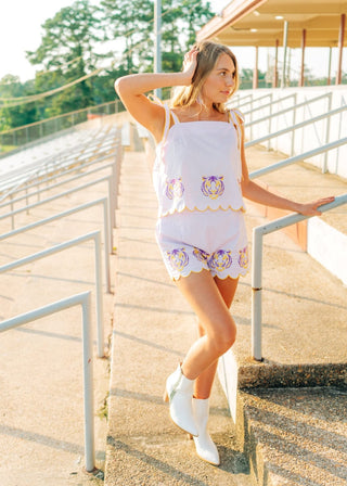 Lavender Tiger Embroidered Set - Select Trends Boutique