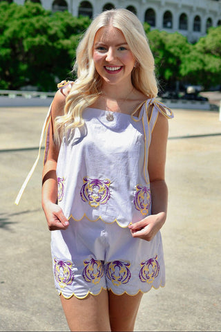 Lavender Tiger Embroidered Short Set | Select Trends Boutique