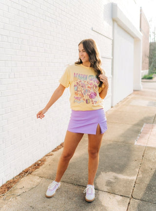 Lavender Vegan Leather Mini Skort | Select Trends Boutique
