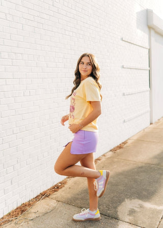 Lavender Vegan Leather Mini Skort | Select Trends Boutique