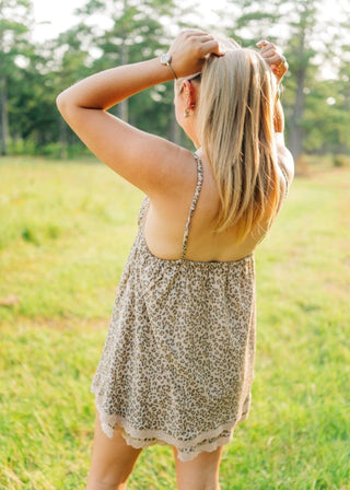 Leopard Lace Trim Mini Dress - Select Trends Boutique