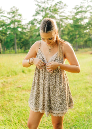 Leopard Lace Trim Mini Dress - Select Trends Boutique