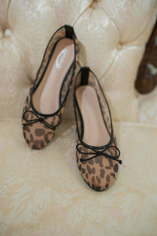 Leopard Mesh Ballet Flats