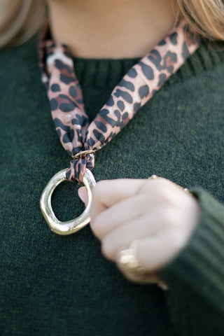 Leopard Pendant Scarf Necklace | Select Trends Boutique