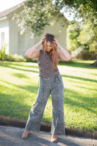 Leopard Print Wide Leg Jeans - Select Trends Boutique