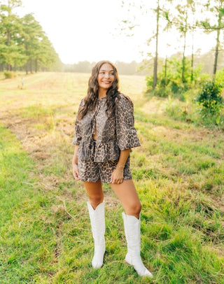 Leopard Tie Front Short Set | Select Trends Boutique