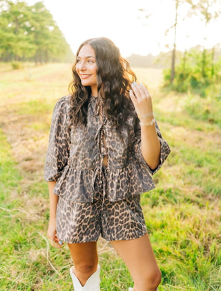 Leopard Tie Front Short Set | Select Trends Boutique