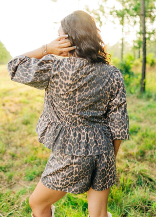 Leopard Tie Front Short Set | Select Trends Boutique