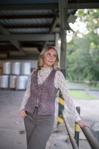 Leopard Tie Front Vest Top | Select Trends Boutique