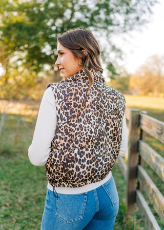 Leopard Zip Up Puffer Vest | Select Trends Boutique