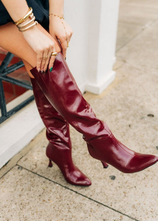 Lexington Wine Pointed Toe Boots | Select Trends Boutique