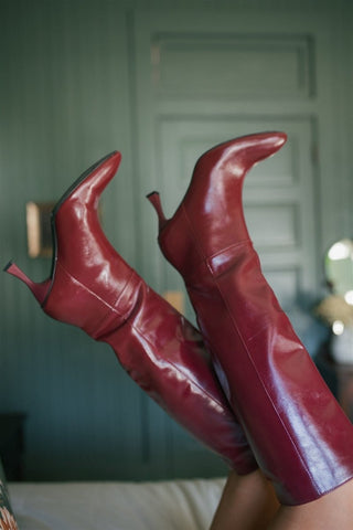 Lexington Wine Pointed Toe Boots | Select Trends Boutique