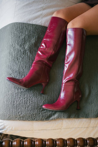 Lexington Wine Pointed Toe Boots | Select Trends Boutique