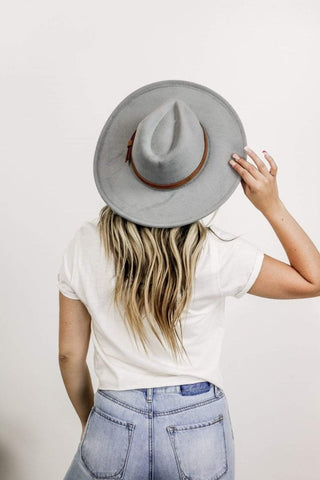 Light Grey Belted Panama Hat | Select Trends Boutique