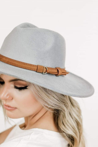 Light Grey Belted Panama Hat | Select Trends Boutique