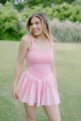 Light Pink Sporty Pleated Romper | Select Trends Boutique