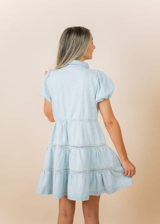 Light Wash Denim Tiered Mini Dress | Select Trends Boutique