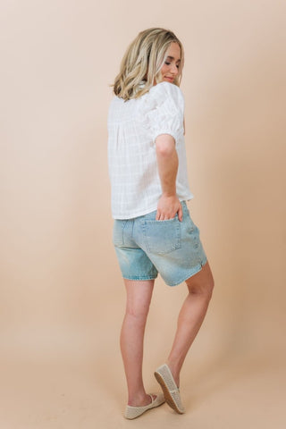 Light Wash Drawstring Denim Shorts | Select Trends Boutique